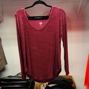 Burgundy long sleeve V neck shirt from So, size medium.